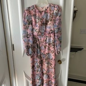 Eliza J floral maxi with blousy sleeves, metallic accents, Size 2